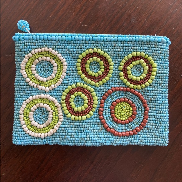 Small Fully Beaded Coin Purse. Circle Seed Bead Bag - Picture 1 of 6